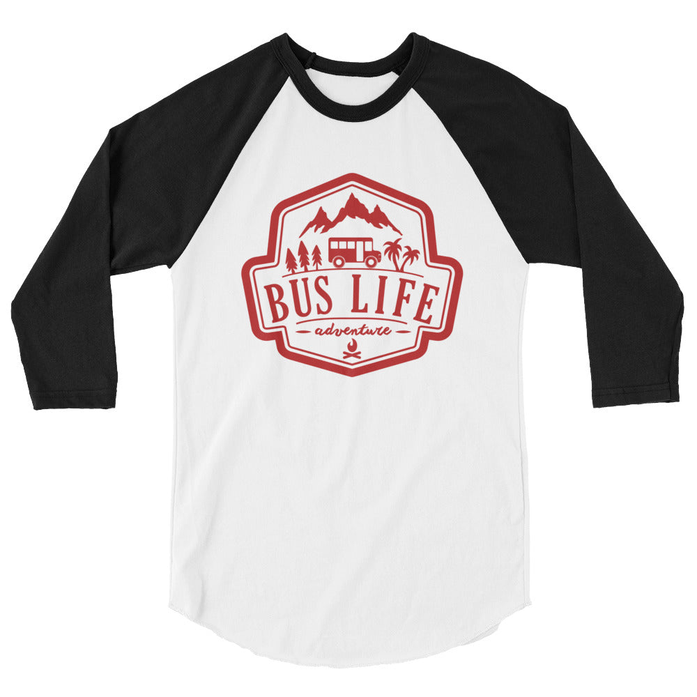 Bus Life Adventure Logo - 3/4 Sleeve Baseball T