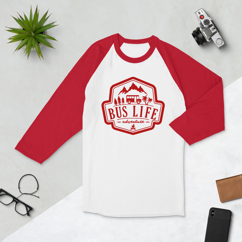 Bus Life Adventure Logo - 3/4 Sleeve Baseball T