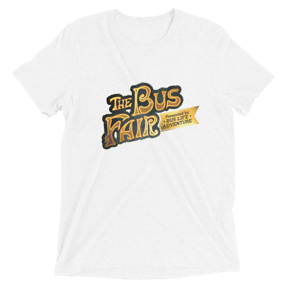 The Bus Fair Logo - White Unisex Tri-blend T-shirt
