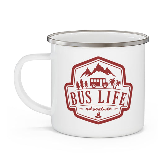 Bus Life Adventure Logo - Enamel Camping Mug