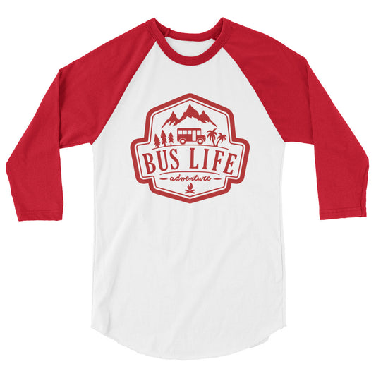 Bus Life Adventure Logo - 3/4 Sleeve Baseball T